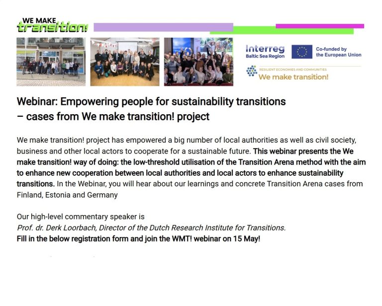 Webinar: Empowering people for sustainability transitions – cases from the We make transition!